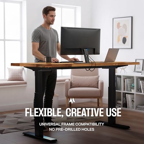 Image of COREMINDED Solid Wood Desk Table Top - Pre-Finished 1.2 inch Thick Tabletop - Universal Fit for Standing Desks, Countertops & Workstations (72 inch x 24 inch, Acacia)
