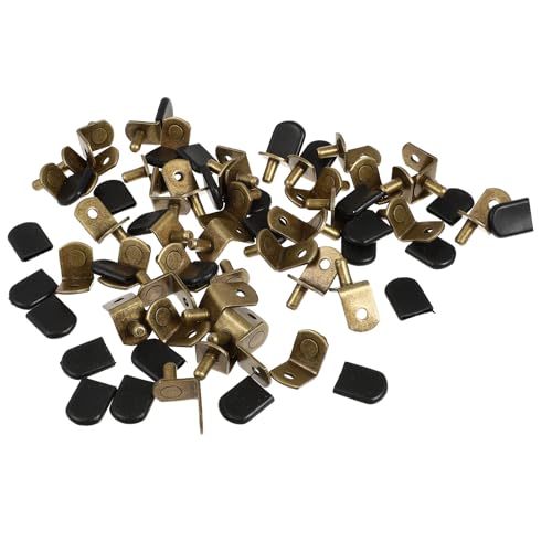 OATIPHO Soportes para Estantes Forma de L Funda de Goma Negra 50 Unidades Clavijas de Soporte para Gabinetes y Estanterías Resistentes de Hierro Niquelado Ideales para Armarios y