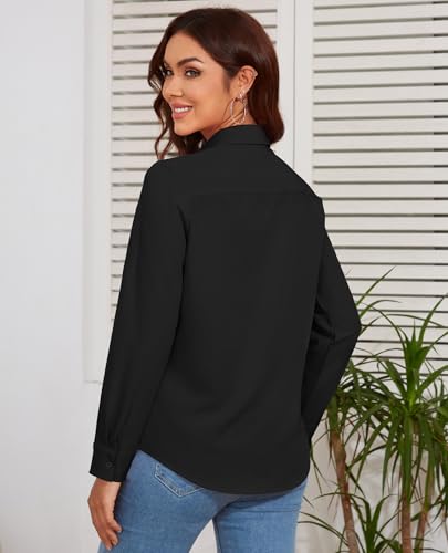 Women's Button Down Blouse Long Sleeve Dress Shirts for Work Office Business Casual Chiffon Tops3