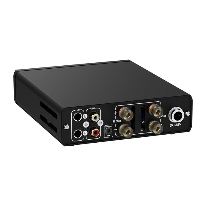 Topping Mini300 Amplificatore HiFi Stereo ad Alta Potenza, Classe D Bilanciato, 140 W×2 @4Ω, 124 dB SNR, Auto Power Sync,TRS Bilanciato e RCA, Amplificatore da Scrivania per Altoparlanti Passivi, Nero
