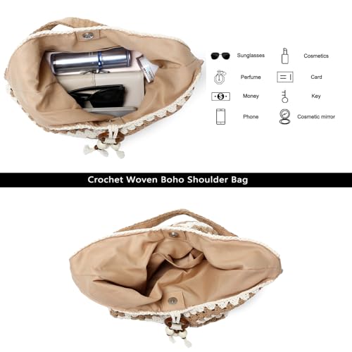 Bolso playero bohemio tejido de crochet para mujer miniatura 5