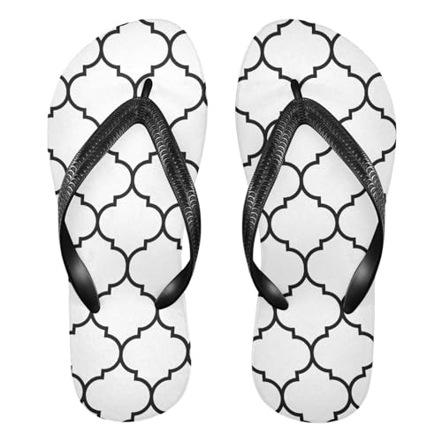 RunningBear Moroccan Tile White Womens Flip Flops Sandals Womens Summer Shoes for Beach Summer XXL