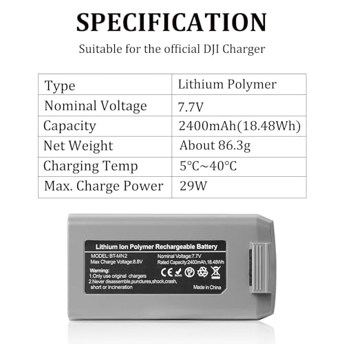 Image of 2 Pack Mini 2 Series Intelligent Flight Battery for DJI Mini 4K, Mini 2 SE, Mini 2, Mini SE with Extended Capacity 2400mAh-7.7V Max.31 Mins Flying for Drone Replacement