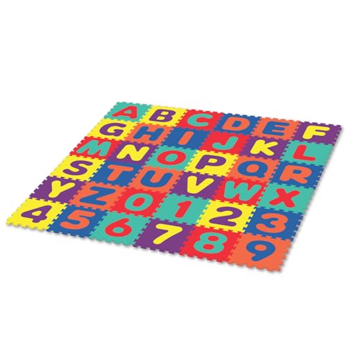 Image of Deke Home - Alphabet Foam Play Mat for Kids, 36 Interlocking EVA Tiles, 72"x72" Floor Mat with Letters & Numbers, Non-Toxic, BPA-Free Puzzle Mat for Toddlers, Baby Crawling & Playroom Use