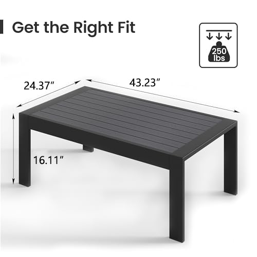 All-Weather-Aluminum-Outdoor-Coffee-Table-Modern-Coffee-Table-for-Outside-Rectangle-Patio-Coffee-Table-for-Balcony-Garden-Black All Weather Aluminum Outdoor Coffee Table Modern Coffee Table for Outside Rectangle Patio Coffee Table for Balcony Garden Black