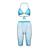 Nothing Shop Leggings BH erotische dameskleding lingerie set clubwear met strass stenen kristallen turquoise