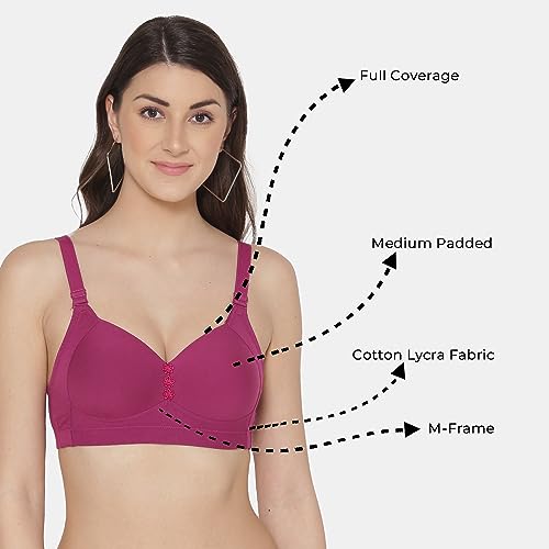 Image of Tweens Lite Wite - Minimiser Medium Padded Cotton Lycra Bra (Plus Size) - Triple Hook - Full Coverage - Wirefree - Seamless T-Shirt Bra