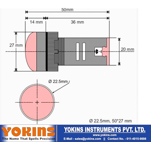 Image of Yokins LED Panel Corded Electric Round Indicator Light Or Lamp, IL22-AW-220V-B, 220V AC, 22.5MM Plastic LED Indicator Pilot Signal Light Lamp, Blue Color