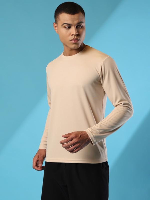 Image of CHKOKKO Gym T Shirts for Men Workout Solid Quick Dry Sports Men T-Shirts Breathable Lightweight Full Sleeve Regular Fit Round Neck Running Stylish Tshirt for man