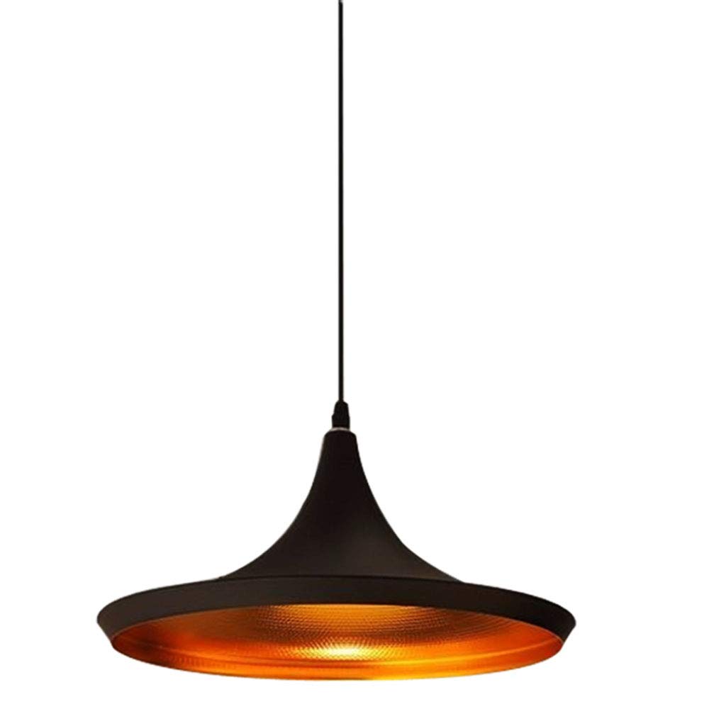 Hängelampe Vintage Industrial Design Schwarz Gold Ø36cm E27 verstellbar Pendelleuchte Esstisch Küche Pendellampe Esszimmer Hotel/Gastronomie Bar wohn-essbereich