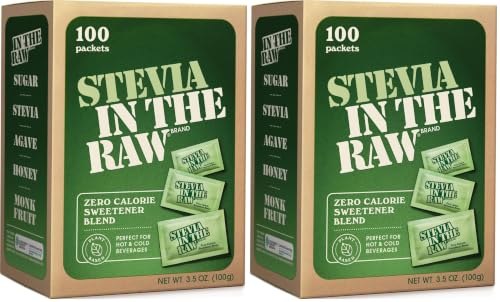 Image of Stevia In The Raw Stevia Sweetener Packets, 100 Ct, Zero Calorie Stevia Sugar Substitute Packets, No Erythritol or Artificial Flavors, Vegan, Gluten Free, Kosher, Low Glycemic Index (Pack of 2)