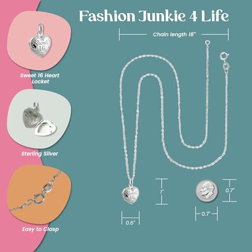 FashionJunkie4Life Sterling Silver Locket Necklaces for Women, 18" Cable Chain2