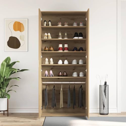 Armoire à chaussures chêne Artisan 80 cm avec 5 grands compartiments - 5