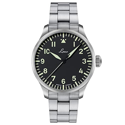 Laco Reloj de aviador automático, carcasa de acero inoxidable, cristal de zafiro, 5 bar,...
