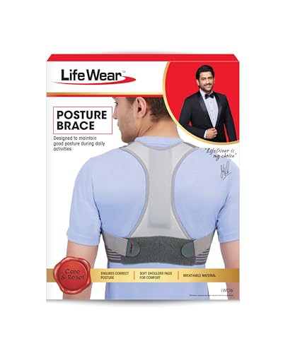 Life Wear Posture Brace, Shoulder and Back Support Belt, Posture Corrector, Relieves Back Pain, Prevents Stooping, Breathable, Lightweight, and Adjust