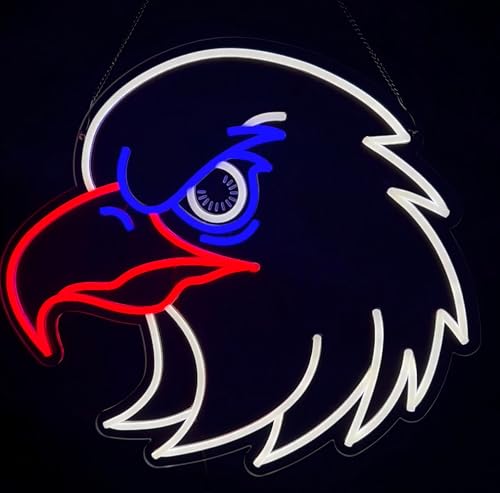 Image of Eagle Neon Sign,Giant Eagles Light up Sign - Cool Neon Light Wall Decor for Home Karaoke Bar Restaurant Pub Cafe Salon Game Room, USB Powered (Eagle Head)