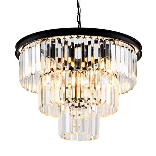 HCCZ 8-Light Modern Crystal Chandelier Adjustable Height