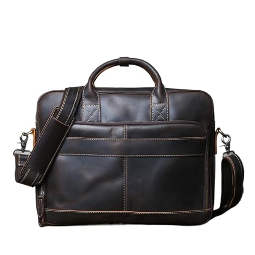 Maletín portátil hombre de cuero horizontal bolso mano negocios gran capacidad