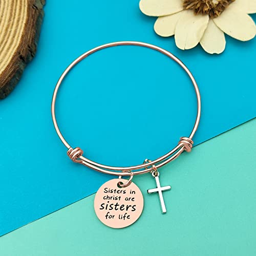 Dabihu KKZKEY01807_NO1 Christian Sister Gift Jewelry Religious Gifts For Women Sister Friends Bracelet Sisters In Christ Gifts Friendship Bangle Faith Gifts Christian Sister Gifts Easter Christmas Graduation Birthday Gifts thumb #1