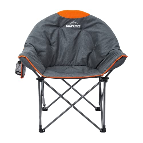 Suntime Oversized Padded Moon Round Saucer Sofa Chair, Portable Folding Camping Chair, With Carry Bag - Orange #TOP1