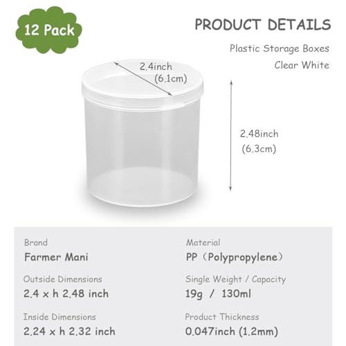 Image of 12 Pcs Clear Storage Box Round Organizer D2.4 x H2.48 Inch, 4.4 oz Transparent Plastic Organizers for Pills Gems Beads Jewelry Small Items