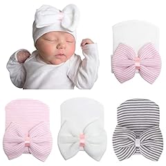 4 Pack Hat: Cloth Bow White & Pink & Pink Bow & Grey White