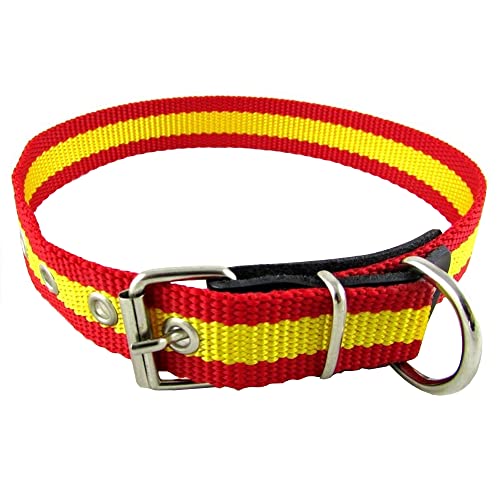 Collar de Perro Bandera de España de Nailon 35 cms | Collar Liso para Perro medianos | Collar de Naylon. Resistente a tirones y climatología. Collar de 2,5cm Ancho.