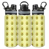 fresh ripe avocado halves a yellow Water Bottle Insulated Stainless Steel Women Men Leakproof 20 Oz