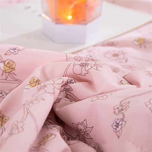 Floral Design Lightweight Comforter 100% Washed Cotton Summer Quilt，Ultra Soft Machine Washable (Pink, Queen (U.s. Standard)) #TOP5