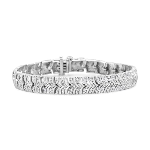Haus of Brilliance .925 Sterling Silver 3.00 Cttw Diamond Chevron Link Bracelet (I2-I3 Clarity, I-J Color) - Size 7.25"