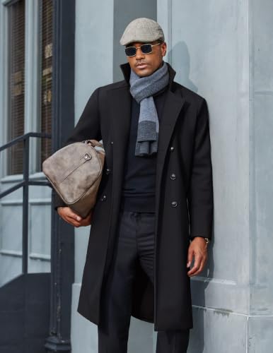 COOFANDY Overcoat For Men Double Breasted Trench Coat Long Dress Coat Black - image 2