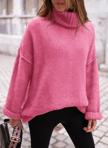PRETTYGARDEN Women's Knit Oversized Sweater Fall Fashion Casual Long Sleeve Turtleneck Chunky Pullover Tops Winter Clothing
