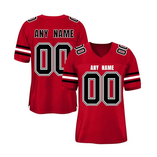 Camiseta de Fútbol Americano Personalizable | Camiseta de Rugby Vintage para Hombre, de Manga Corta, Cuello en V, Mujeres, Juveniles y Preescolares Camisetas Deportiva Hombre