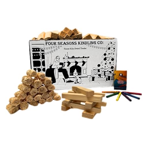 Four Seasons Kindling Co: Natural Kindling Firewood and Firelighters 3kg Dry Wood Sticks. Easy Fire Lighting Ideal for Woodburning Stoves Fireplaces Firepits BBQs Pizza Ovens & Chimeneas Inc crayons.