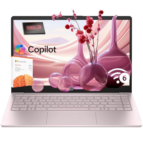 HP 14″ Portable Laptop Computer with Intel N150, Microsoft Office 365 Included, 4GB RAM, 128GB Storage, 500GB External HDD, Student Everyday Use, All-Day Battery Life & Fast Charging, Windows 11 Home