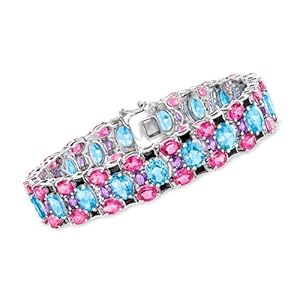 Ross-Simons 43.40 ct. t.w. Multi-Gemstone Bracelet in Sterling Silver. 8 inches