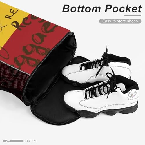 Drawstring Backpack Bag with Shoe Compartment Gym Sports Travel Dry And Wet Separation Light Jamaica Reggae(Reggae)2
