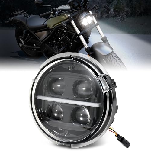 VEISUTOR LED Headlight Assembly for Rebel CMX300 17-24, LED Headlight Headlamp Front Light Lamp with High Low Beam DRL for Honda Rebel CMX300 ABS 2017-2024