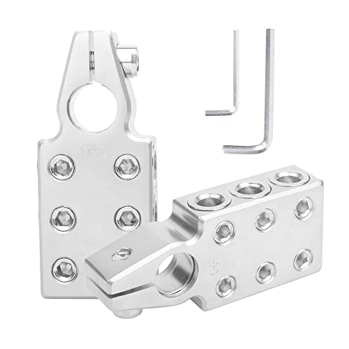 6x1/0 AWG Terminales de Batería de Coche Conector Abrazadera Poditivo y Negativo Battery Terminal Calibre Terminales de Correos para Litio o Batería de Plomo ácido AGM para Auto Barco Cover