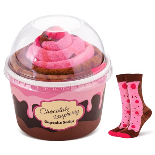 Lustige Himbeerkuchen Socken Box - Lustig Bunte Coole Geschenke für Frauen Damen Teenager Mädchen Mama Freundin - Witzige Muttertagsgeschenk Ostern Valentinstag Weihnachten Strümpfe Geschenkideen