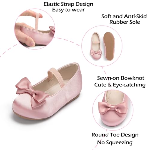 Image of PHIRAMIN Toddler Flower Girl Dress Shoes - Little Girl Ballet Flats Bow Wedding Party