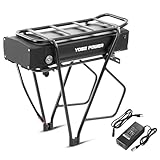 YS YOSE POWER 48V 20.8Ah Rear Rack Ebike Battery for Max 1500W Electric Bicycle Battery Black Luggage Rack 500W 1000W 1500W E-Bikes (Black Battery with Rack)