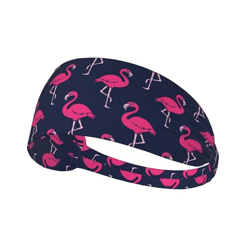 Abstract Summer Tropical Blue Pink Flamingo Flamingos Hawaii Hawaiian Sports Headbands for Men and Women Sweatbands for Moisture Wicking Suitable for Fitness Running Cycling Yoga Football Exercise