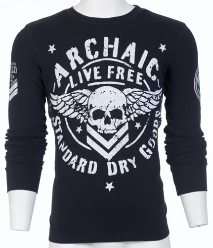 Archaic by Affliction Men's Long Sleeve Thermal Shirt Strong Crest4