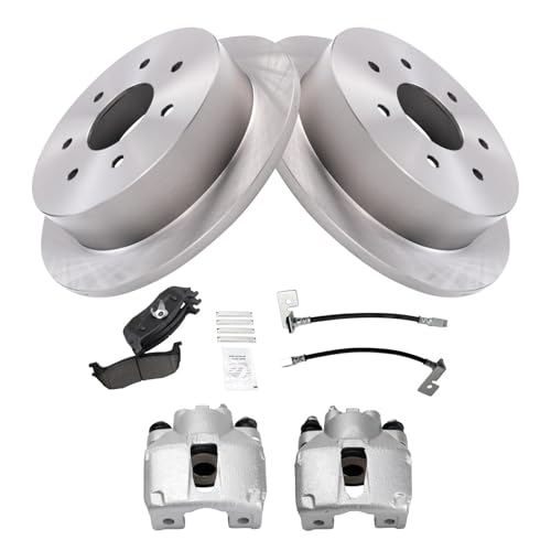 Image of TRQ Rear Brake Pad and Rotor Set Ceramic Calipers Compatible with 2000-2003 Ford F-150 2004 F-150 Heritage