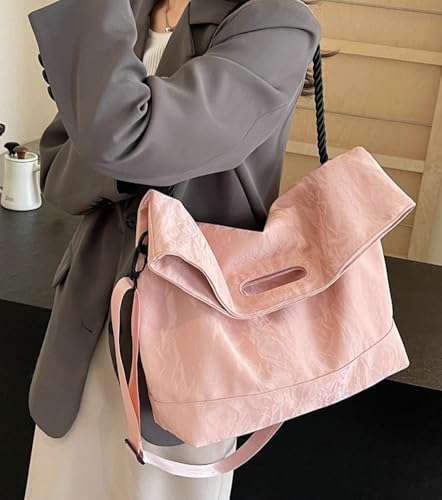 Casual Large Capacity Foldable Tote Bag for Women Commuter Handbag Adjustable Straps Shoulder Cross Body Bags 20254