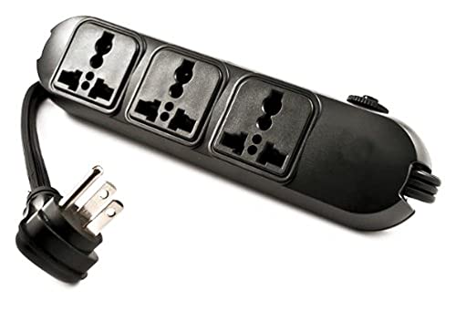 Simran SM-60 Universal Power Strip 3 Outlets for 110V-250V Worldwide Travel with Surge/Overload Protection
