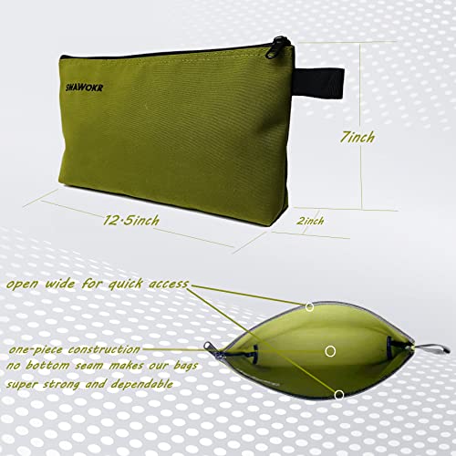 Swawokr 4 Pack Canvas Tool Bags,Small Tool Bag, Premium 20 Oz Heavy Duty Flat Bottom Tool Pouch With Colorful Ykk Zipper For Tools,Stationary,Cosmetics,Gadgets,Outdoor.12.5X7X2 Inches #TOP3