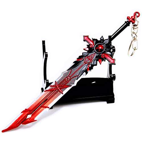 retsamradassaT Genshin Impact Diluc Wolf's Gravestone Metal Claymore Weapon Sword Blade Keychain RedBlack Standard