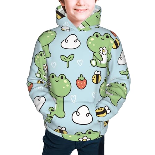 Cute Floral Frog Kid Hoodies Boys Sweatshirts Girls Pullover with Pocket3
